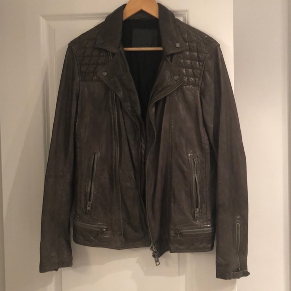 All Saints Conroy Brown Leather Jacket sz small - Picture 2 of 12